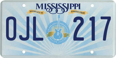 MS license plate OJL217