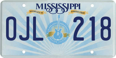 MS license plate OJL218