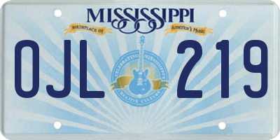 MS license plate OJL219