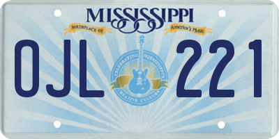 MS license plate OJL221
