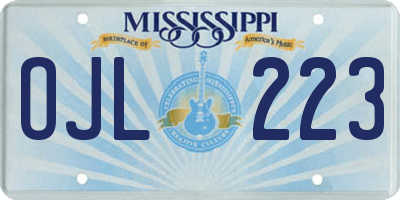 MS license plate OJL223
