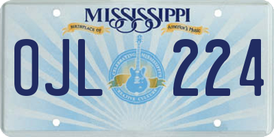 MS license plate OJL224