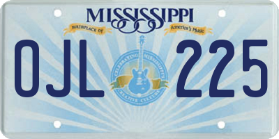 MS license plate OJL225