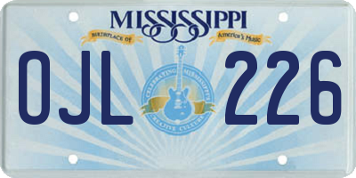 MS license plate OJL226