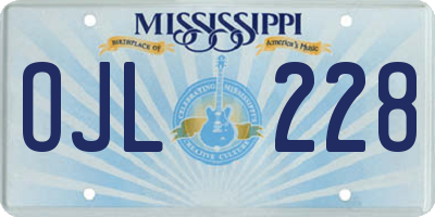 MS license plate OJL228