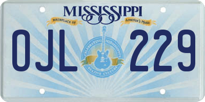 MS license plate OJL229