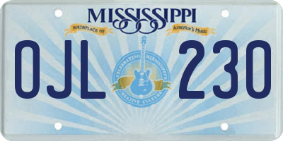 MS license plate OJL230