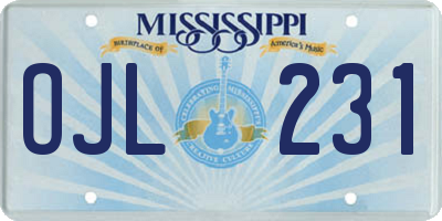 MS license plate OJL231