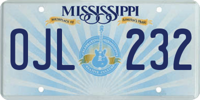 MS license plate OJL232