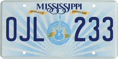 MS license plate OJL233