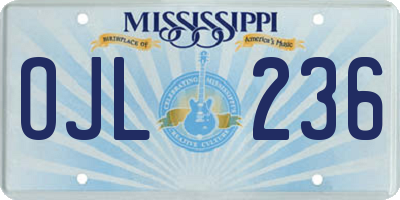 MS license plate OJL236