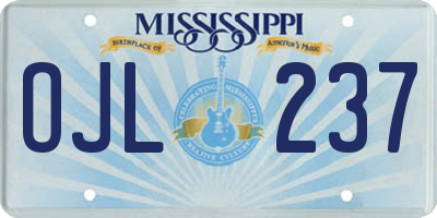MS license plate OJL237