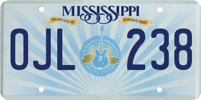 MS license plate OJL238