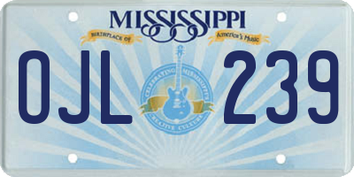 MS license plate OJL239