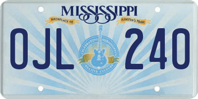 MS license plate OJL240