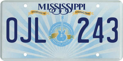 MS license plate OJL243