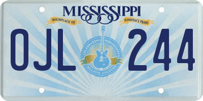 MS license plate OJL244