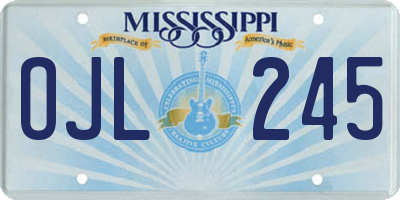 MS license plate OJL245