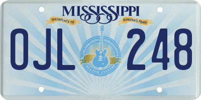 MS license plate OJL248
