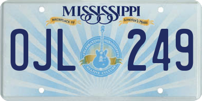 MS license plate OJL249