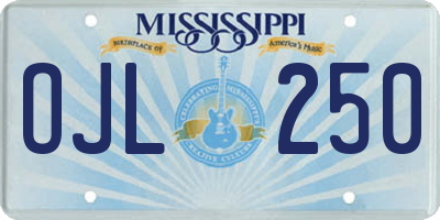MS license plate OJL250