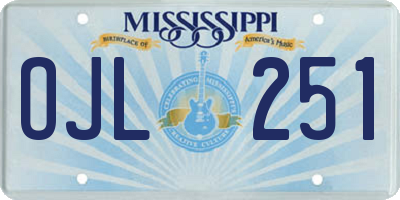 MS license plate OJL251