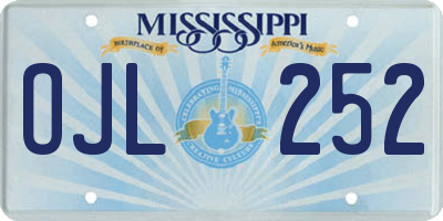 MS license plate OJL252