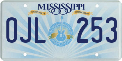 MS license plate OJL253
