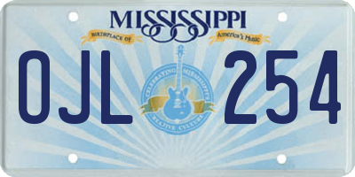 MS license plate OJL254