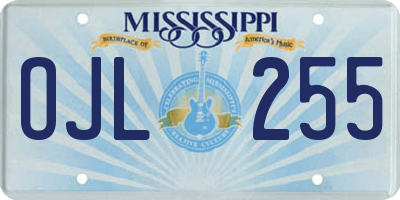 MS license plate OJL255
