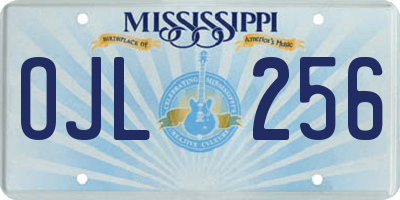 MS license plate OJL256
