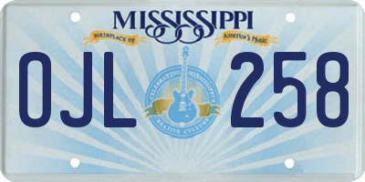 MS license plate OJL258