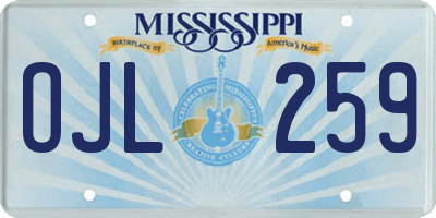MS license plate OJL259