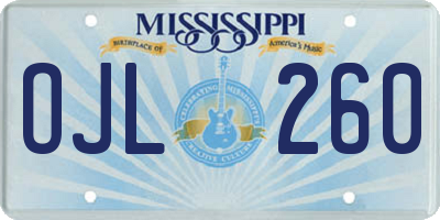 MS license plate OJL260