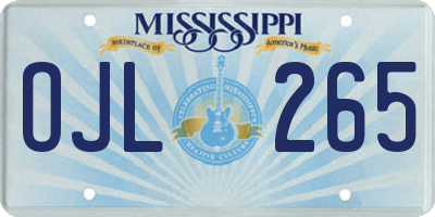 MS license plate OJL265