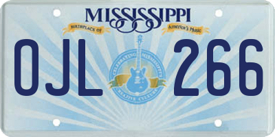 MS license plate OJL266