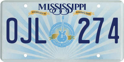 MS license plate OJL274