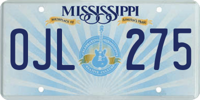 MS license plate OJL275