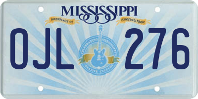 MS license plate OJL276