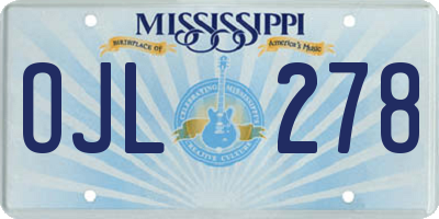 MS license plate OJL278