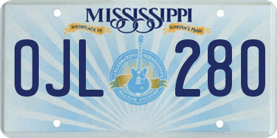MS license plate OJL280