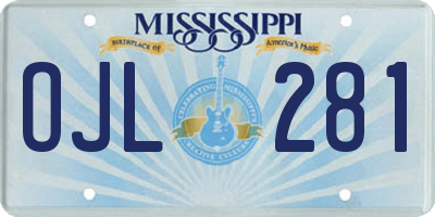 MS license plate OJL281