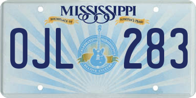 MS license plate OJL283