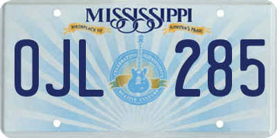 MS license plate OJL285