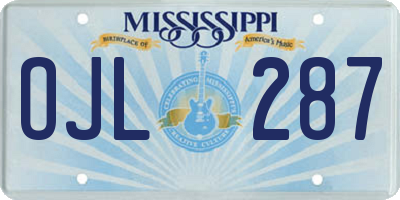 MS license plate OJL287