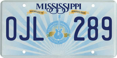MS license plate OJL289