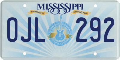 MS license plate OJL292
