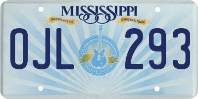MS license plate OJL293