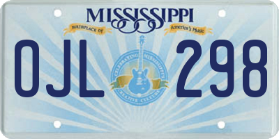 MS license plate OJL298