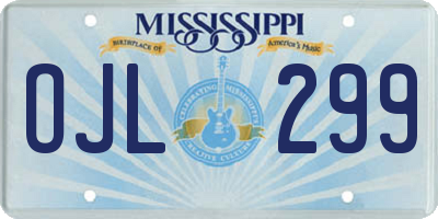 MS license plate OJL299